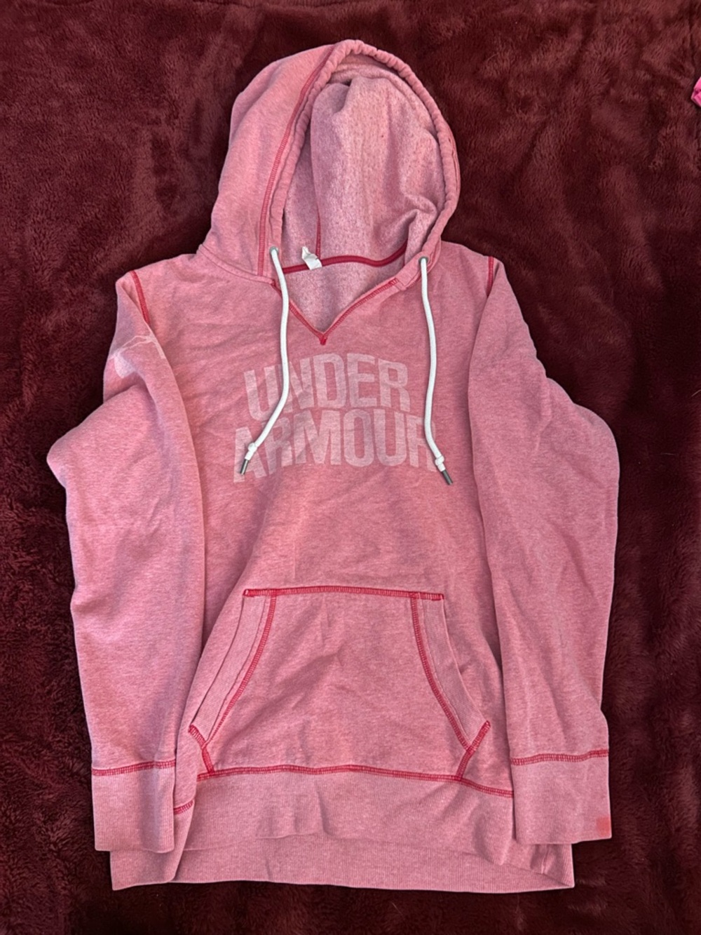 Under Armour Pink Hooded Pullover Sweatshirt with Kangaroo Pocket